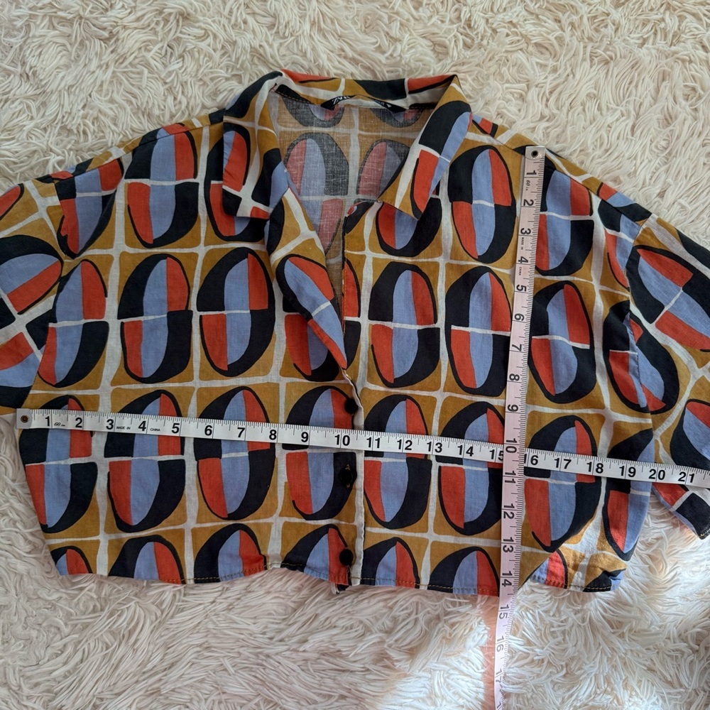 Zara 80's Print Button Front Crop Top Open Back L… - image 5